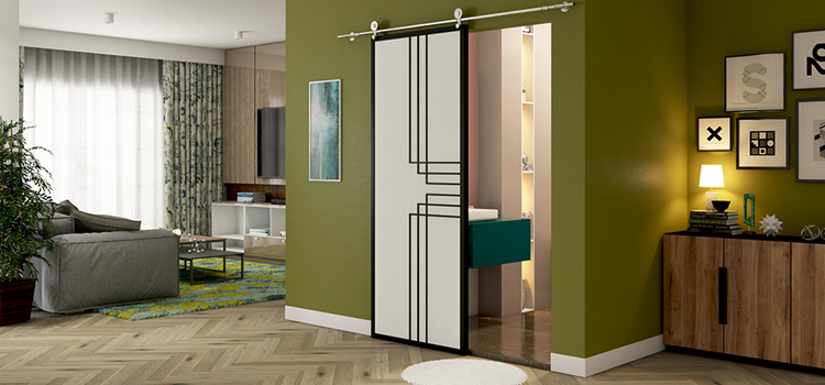 sliding bathroom door installation in Lathrop